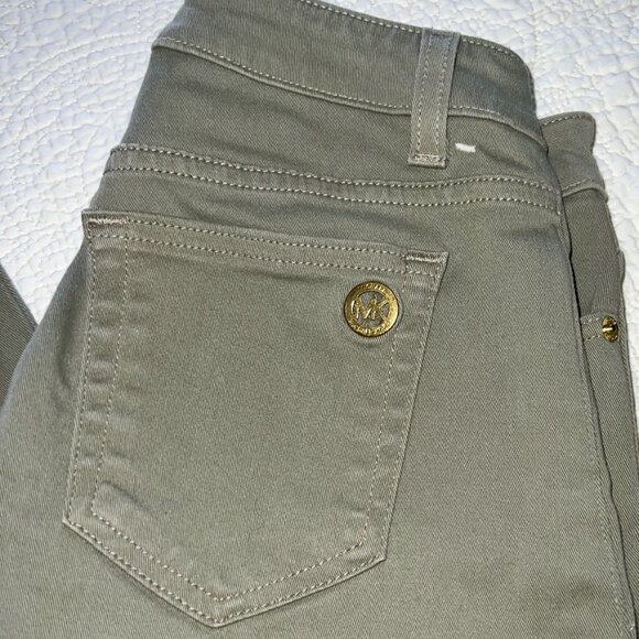 Michael Kors Izzy Skinny Crop Jeans Olive Green Size 0 Low Rise Stretch - Picture 4 of 10